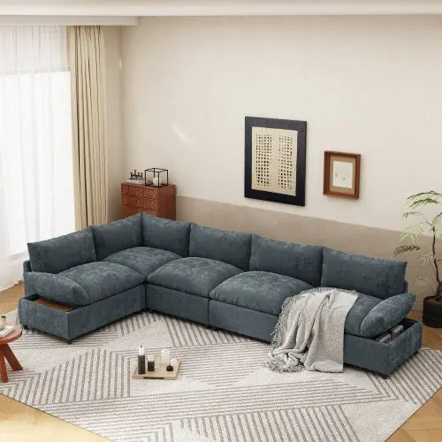 Modulares 115,5‑Zoll Ecksofa in Dunkelgrau mit Stauraum & Komfortpolstern SimplyOnlineShopping