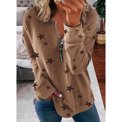 Star Print Long Sleeve Pullover Women's Sweatshirt SimplyOnlineShopping