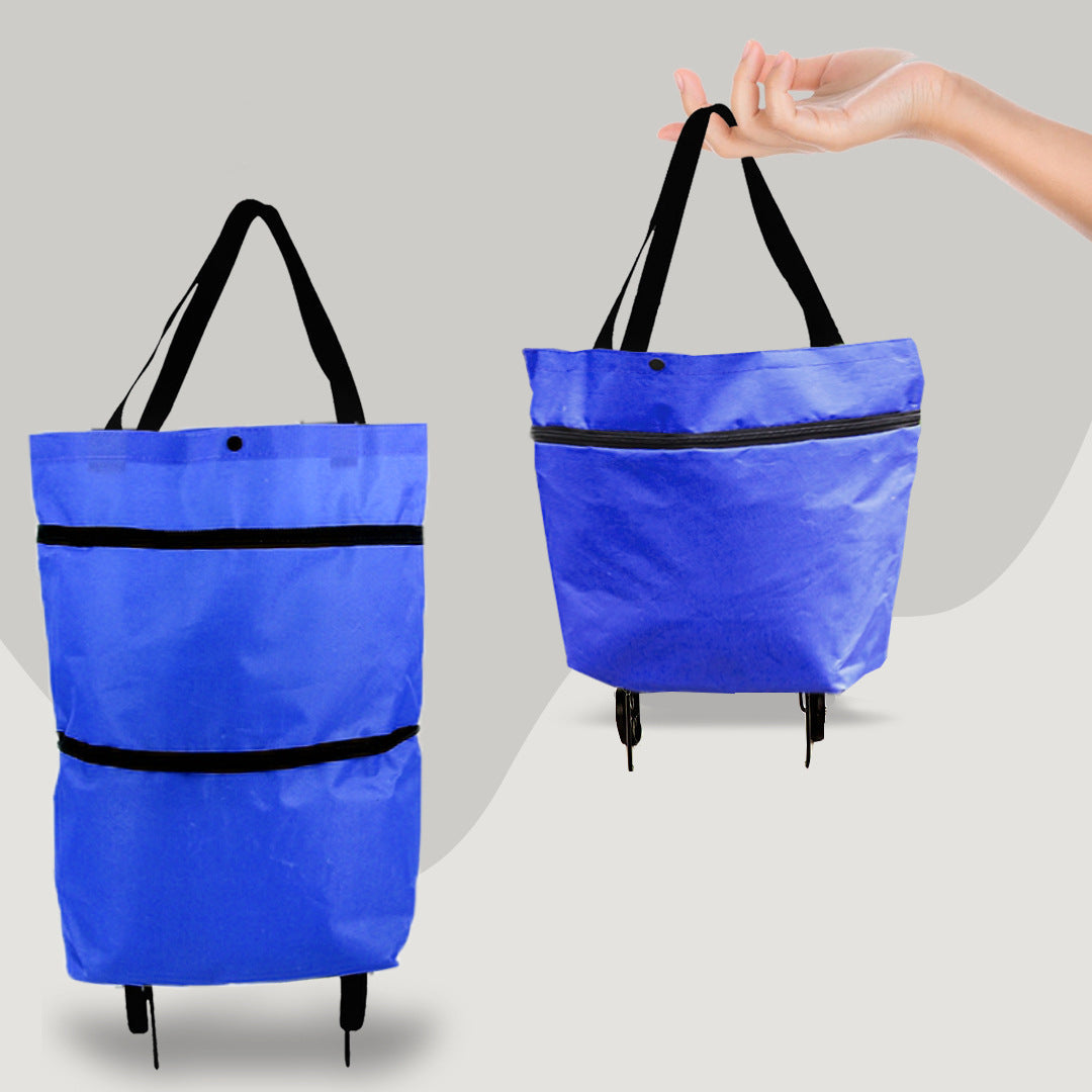 2 in 1 Foldable Shopping Cart with Wheels Premium Oxford Fabric Multifunction Shopping Bag Organizer High Capacity SimplyOnlineShopping
