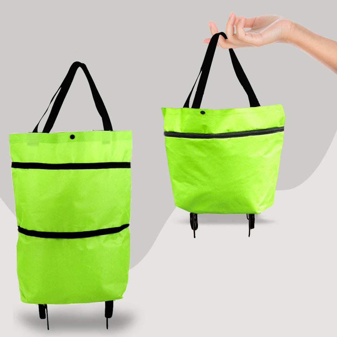 2 in 1 Foldable Shopping Cart with Wheels Premium Oxford Fabric Multifunction Shopping Bag Organizer High Capacity SimplyOnlineShopping
