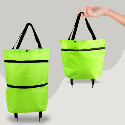 2 in 1 Foldable Shopping Cart with Wheels Premium Oxford Fabric Multifunction Shopping Bag Organizer High Capacity SimplyOnlineShopping