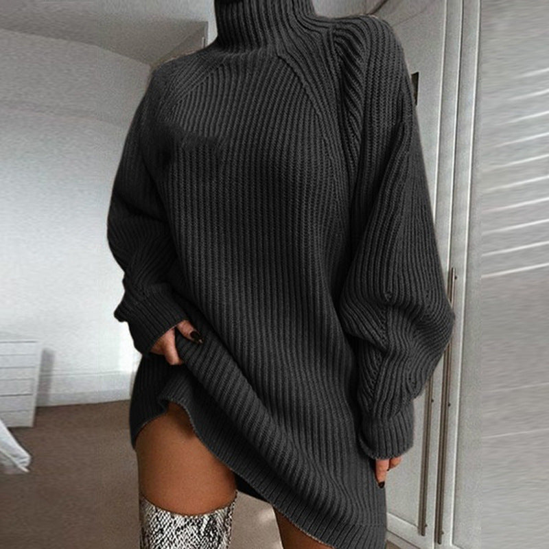 Solid Turtleneck Long Sweater Winter Warm Women Sweater Dress SimplyOnlineShopping