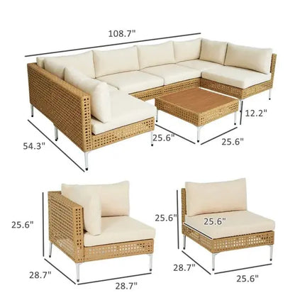 7‑teiliges modulares Outdoor‑Lounge‑Set für Terrasse & Garten SimplyOnlineShopping