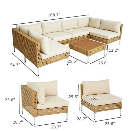7‑teiliges modulares Outdoor‑Lounge‑Set für Terrasse & Garten SimplyOnlineShopping