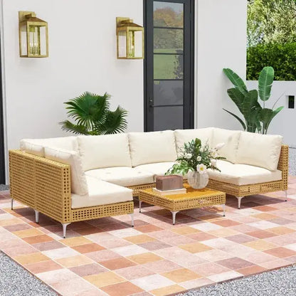 7‑teiliges modulares Outdoor‑Lounge‑Set für Terrasse & Garten SimplyOnlineShopping