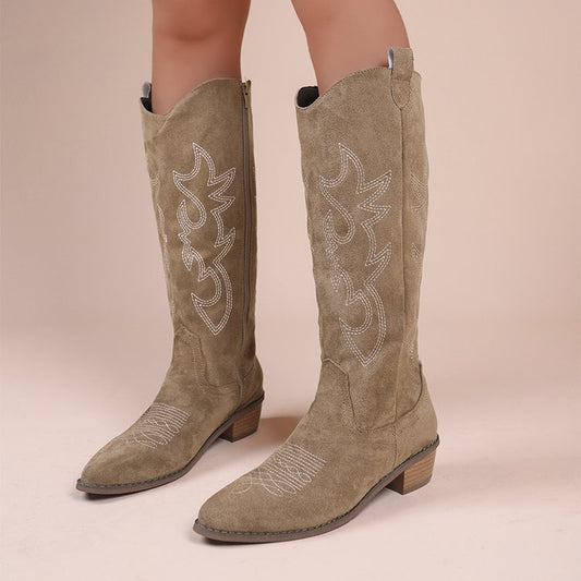 Vintage Embroidered V Cut Martin Boots For Women SimplyOnlineShopping
