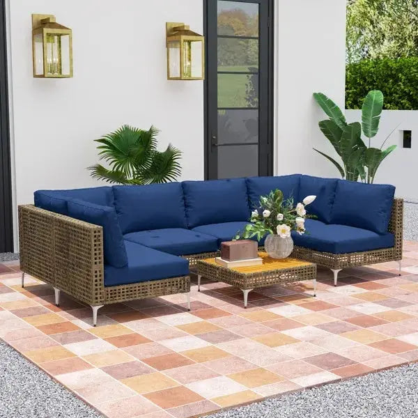 7‑teiliges modulares Outdoor‑Lounge‑Set für Terrasse & Garten SimplyOnlineShopping