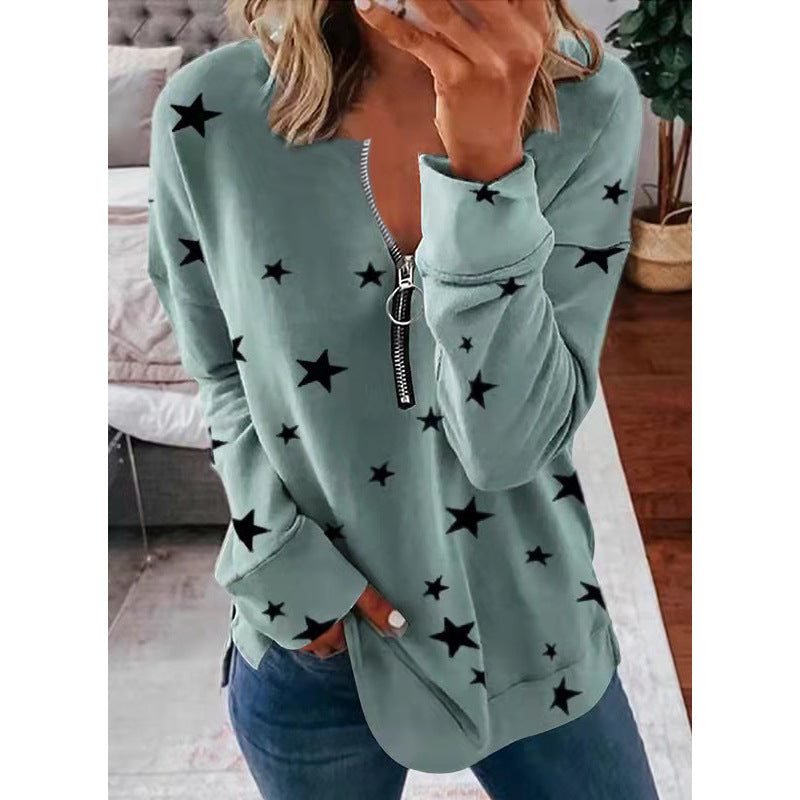Star Print Long Sleeve Pullover Women's Sweatshirt SimplyOnlineShopping