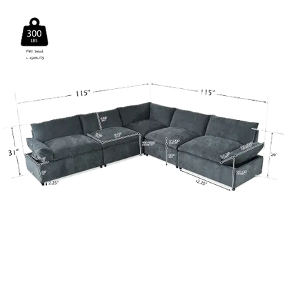 Modulares 115,5‑Zoll Ecksofa in Dunkelgrau mit Stauraum & Komfortpolstern SimplyOnlineShopping