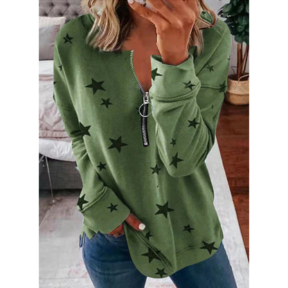 Star Print Long Sleeve Pullover Women's Sweatshirt SimplyOnlineShopping