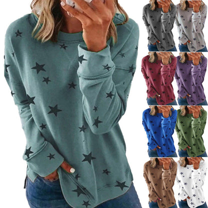 Star Print Long Sleeve Pullover Women's Sweatshirt SimplyOnlineShopping