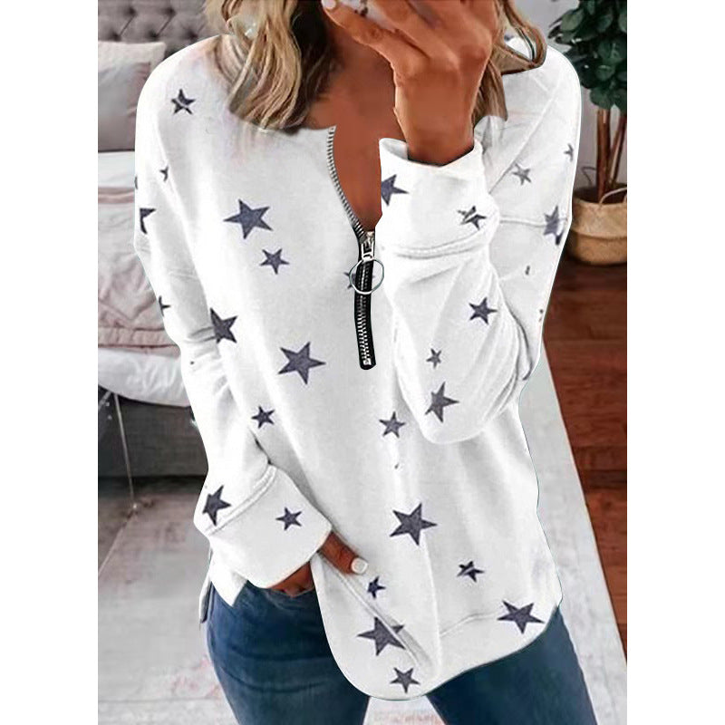 Star Print Long Sleeve Pullover Women's Sweatshirt SimplyOnlineShopping