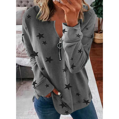 Star Print Long Sleeve Pullover Women's Sweatshirt SimplyOnlineShopping